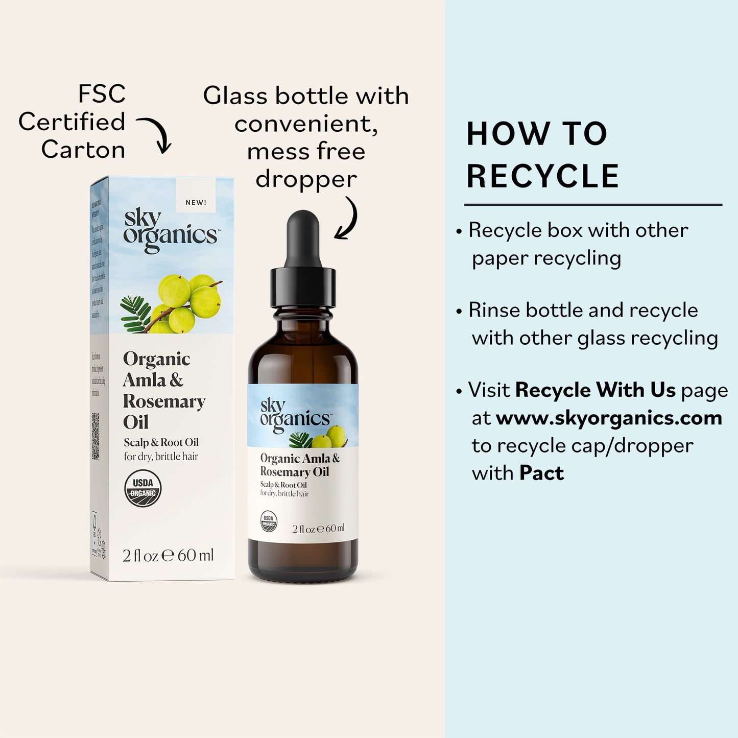 Sky Organics Organic Amla and Rosemary Oil for Conditioning Dry and Brittle Hair, 2 fl oz