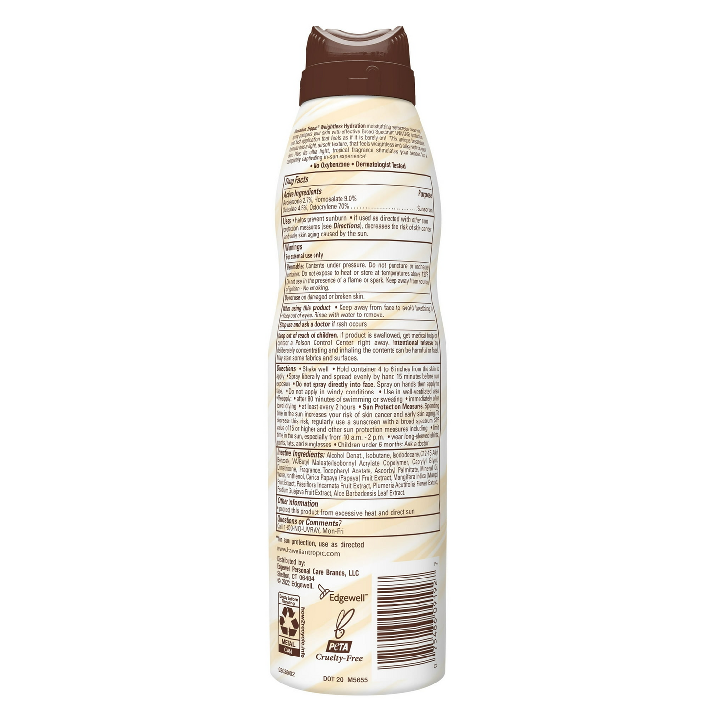 Hawaiian Tropic Weightless Hydration Clear Spray Sunscreen SPF 50, 6oz