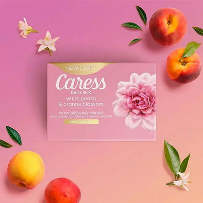 Caress Daily Silk Bar Soap White Peach and Orange Blossom 3.75 Ounce, Pack of 16 Bars