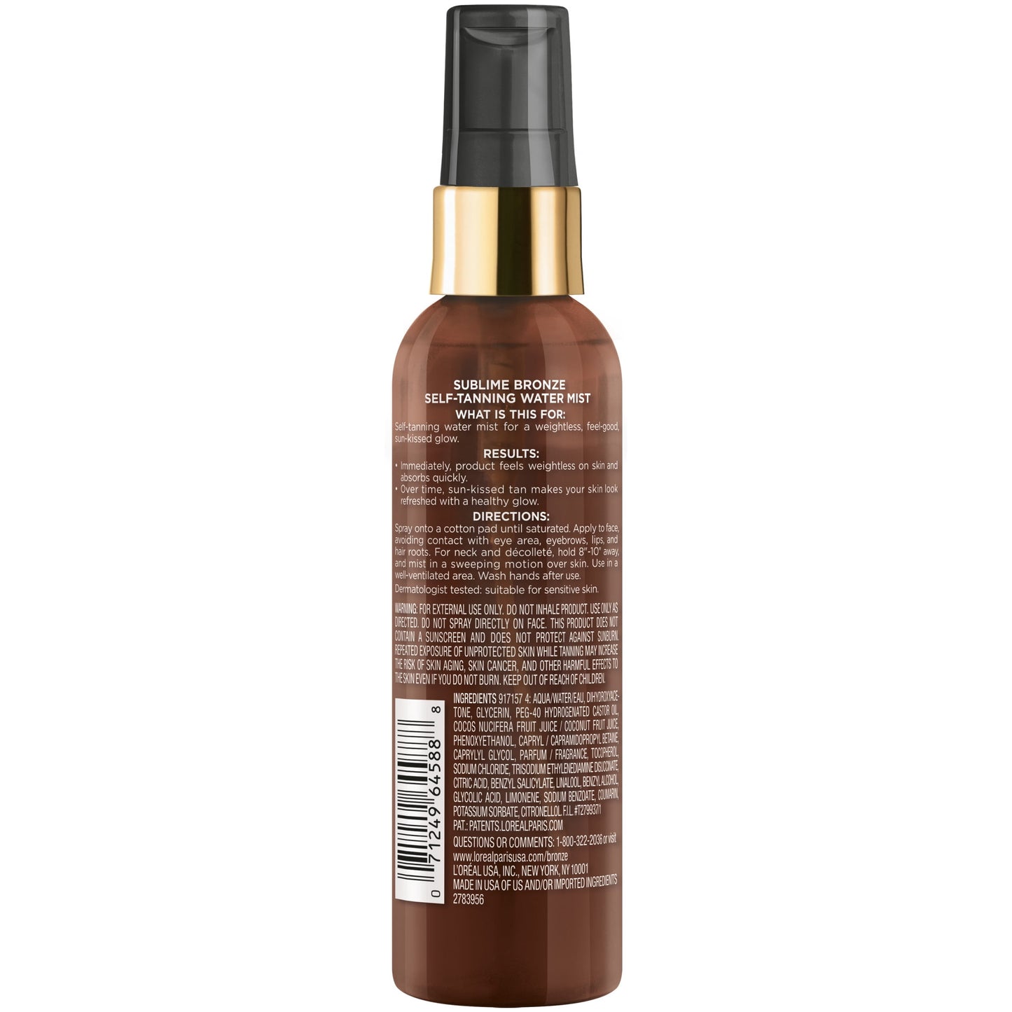 L'Oreal Paris Sublime Bronze Self-Tanning Facial Water Mist, Vitamin E, 3 fl oz