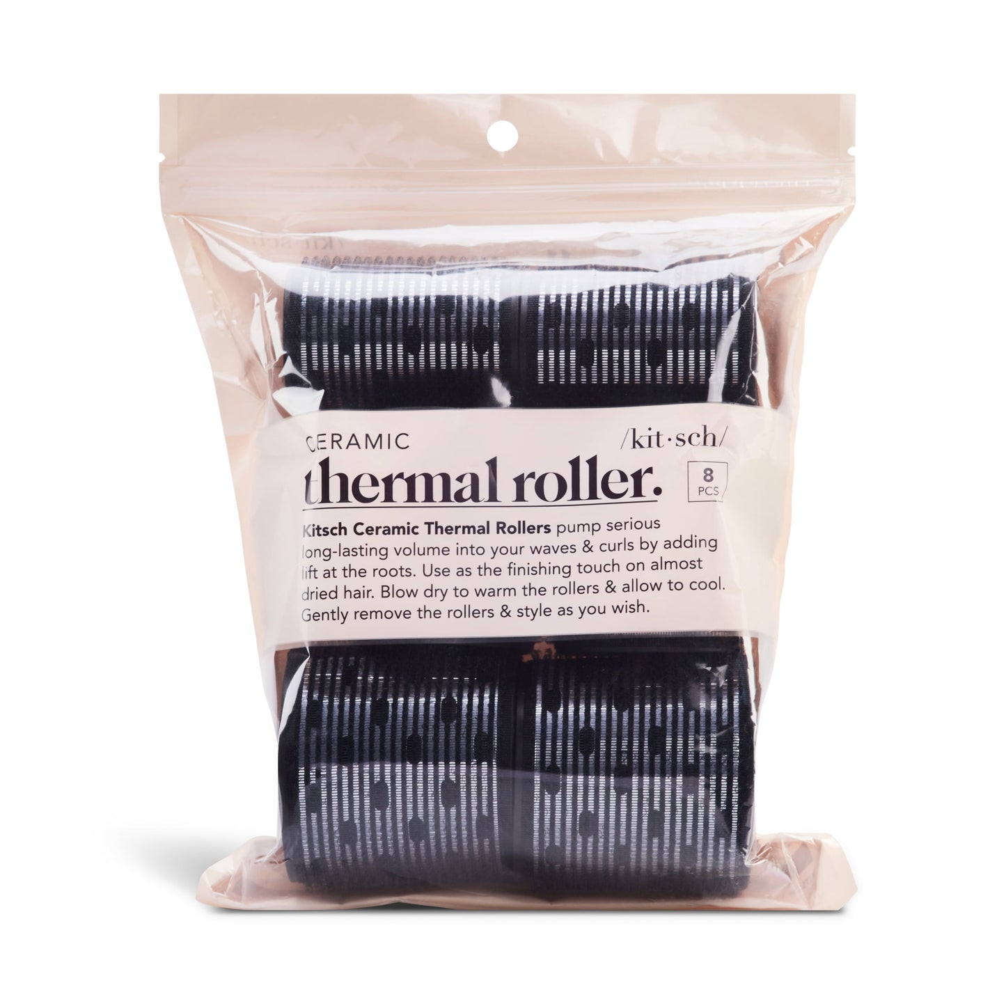 Kitsch Ceramic Thermal Compact 8-Piece Hair Rollers, Black