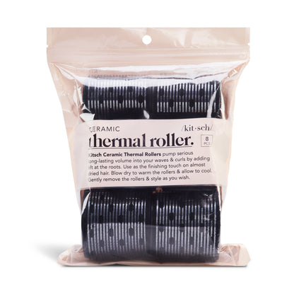 Kitsch Ceramic Thermal Compact 8-Piece Hair Rollers, Black