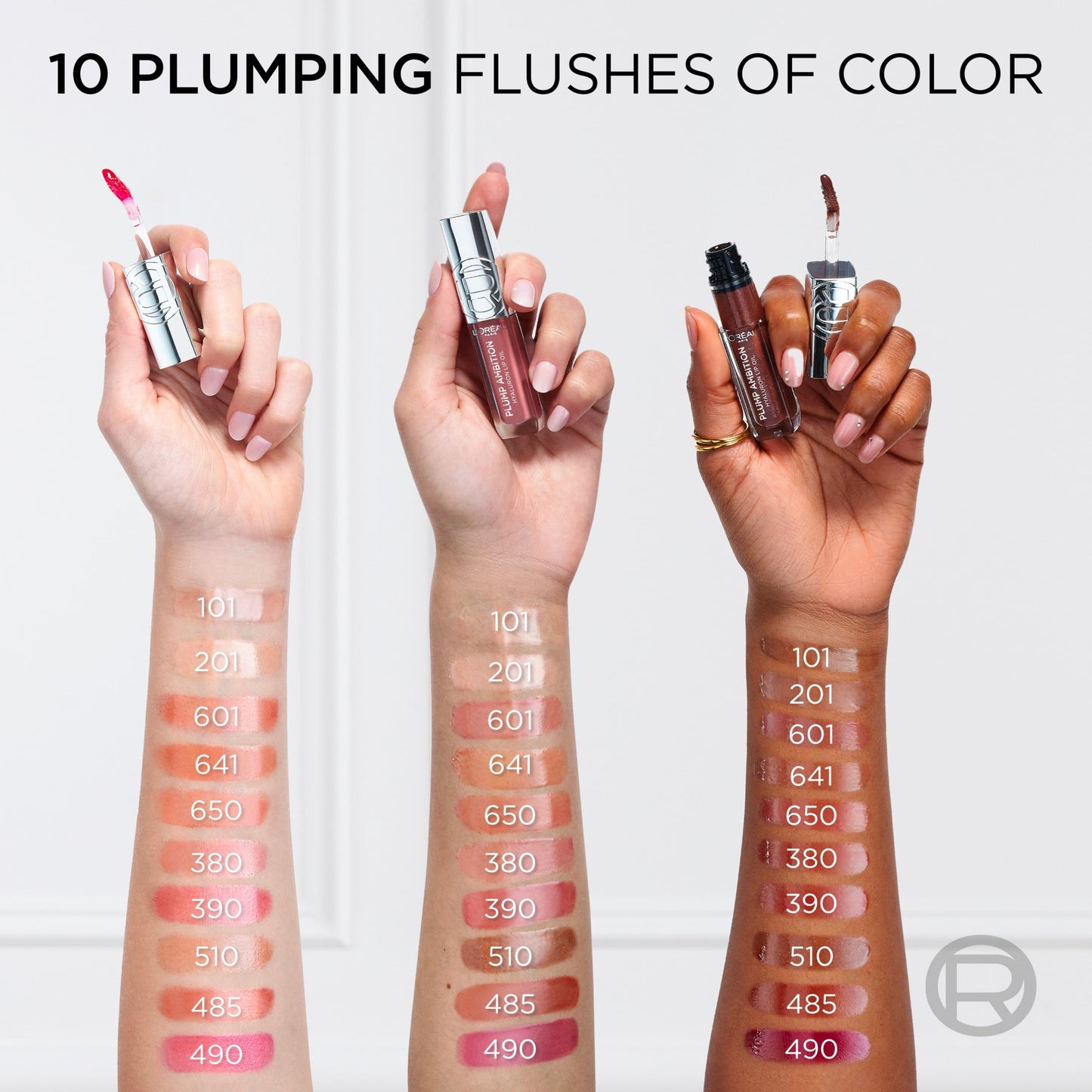 L'Oréal Paris Plump Ambition Hyaluron Lip Oil 24HR Care Lip Gloss with Hyaluronic Acid, Cristal Clear, 0.16 fl oz