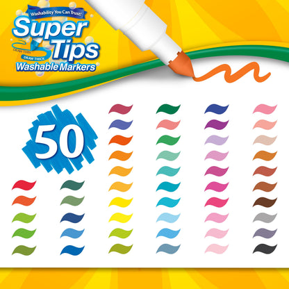 Crayola Super Tips Washable Markers for Kids, Ages 3+, 50 Ct