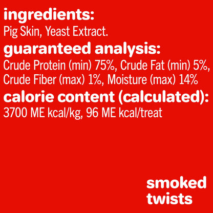 Hartz Oinkies Smoked Pig Skin Twists, Pack of 20 Twists