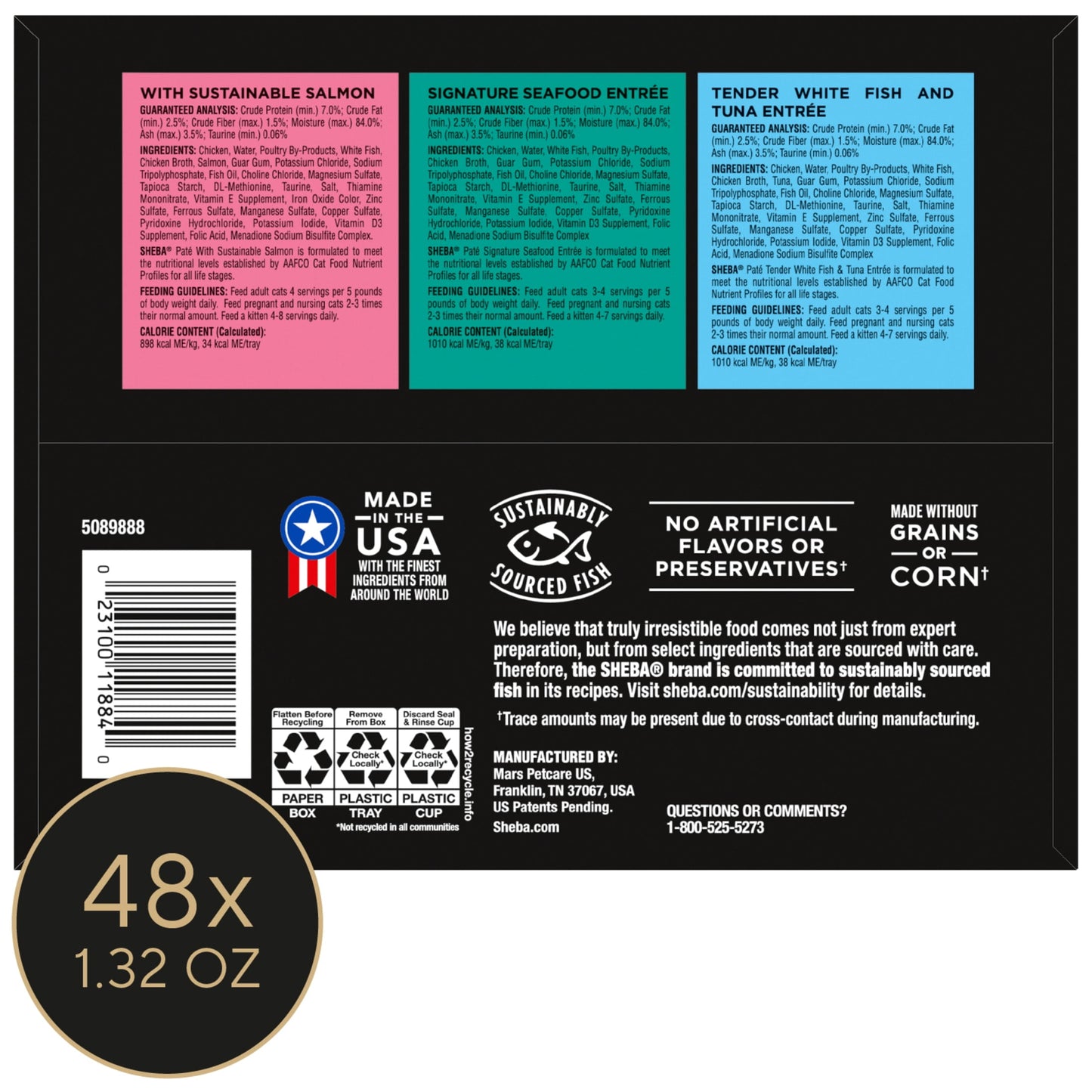 Sheba Perfect Portions Variety Pack Wet Cat Food Pate, 2.6 Oz Twin-Pack Trays, 24 Count (48 Servings)