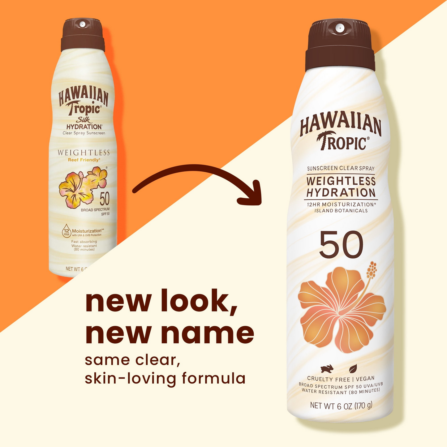 Hawaiian Tropic Weightless Hydration Clear Spray Sunscreen SPF 50, 6oz