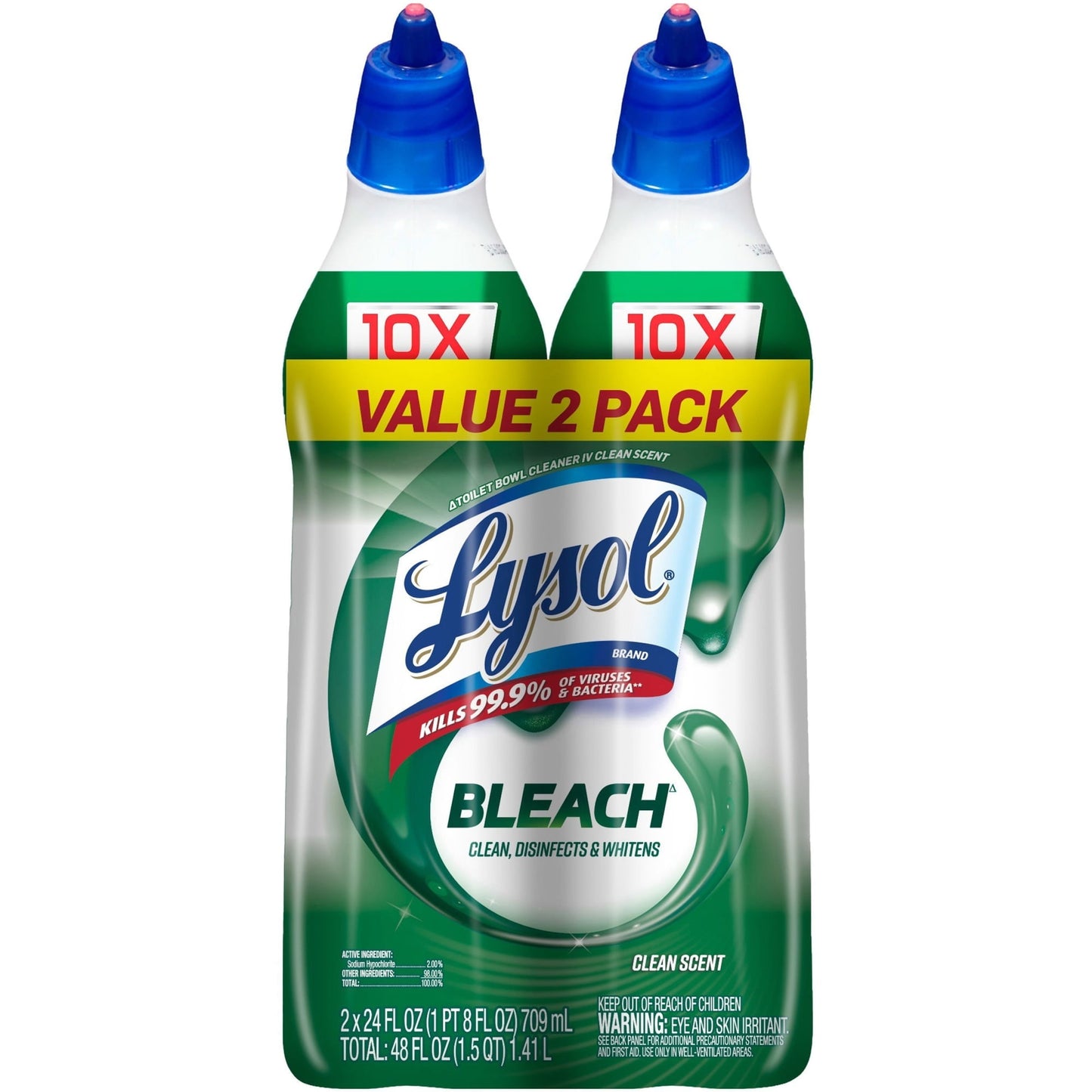 Lysol® Disinfectant Toilet Bowl Cleaner with Bleach, 24-oz., 2/Pack