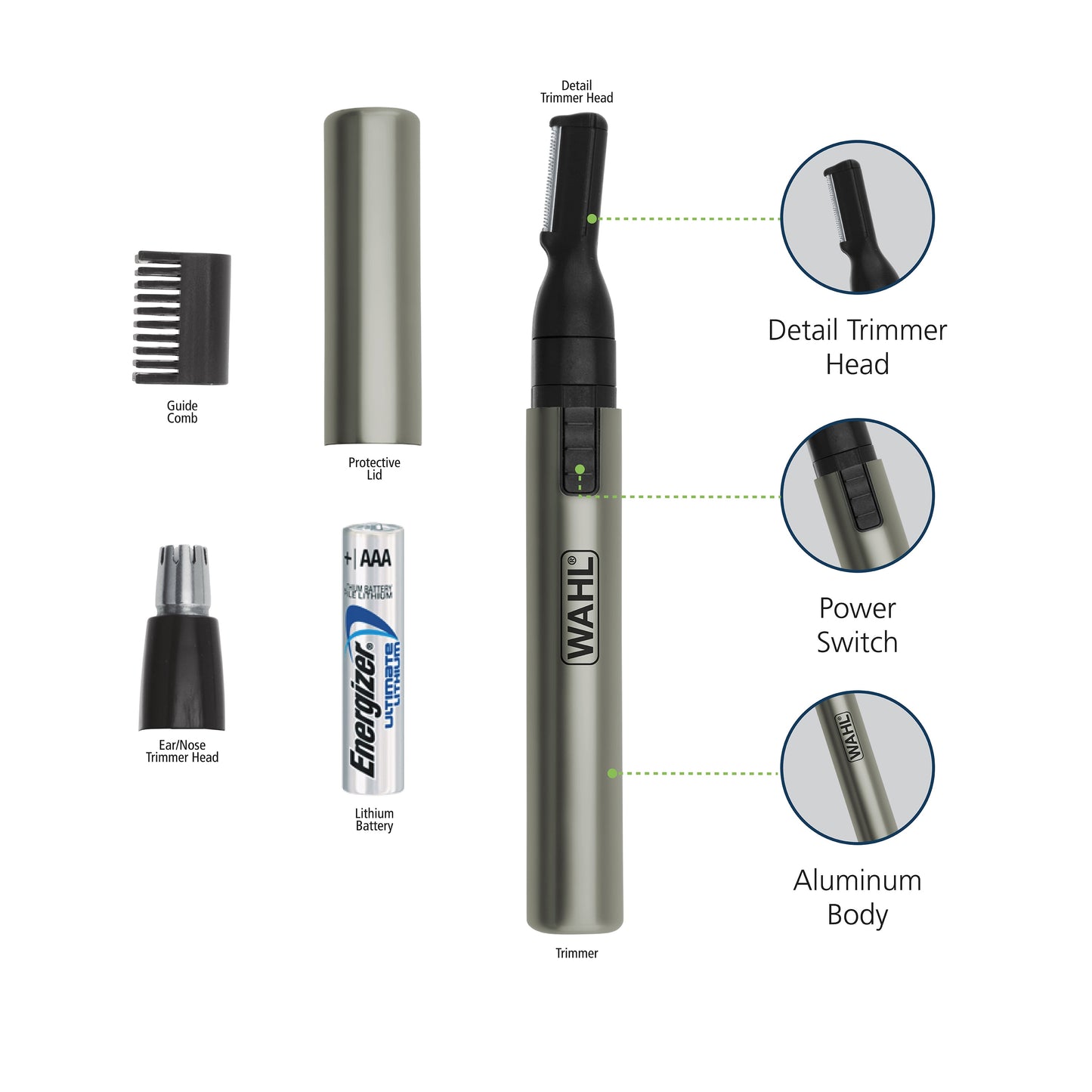 Wahl Micro Groomsman Battery Personal Trimmer for Hygienic Grooming Lithium Battery