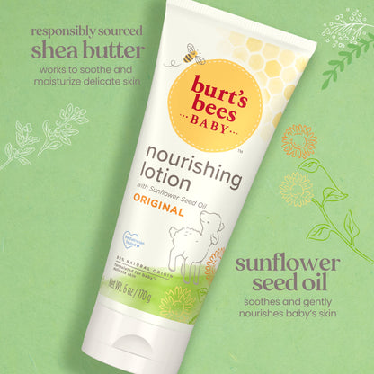 Burt's Bees Baby Nourishing Lotion with Sunflower Seed Oil, Original Scent, 6 Ounces