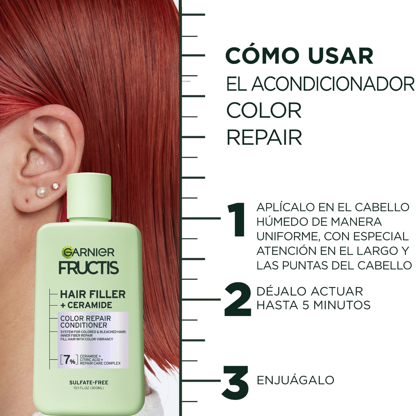 Garnier Fructis Hair Filler Color Repair Squeeze Conditioner with Ceramide, 10.1 fl oz