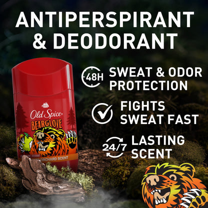 Old Spice Deodorant for Men, Invisible Solid, Antiperspirant Deodorant Stick for Men, Bearglove, 2.6 oz