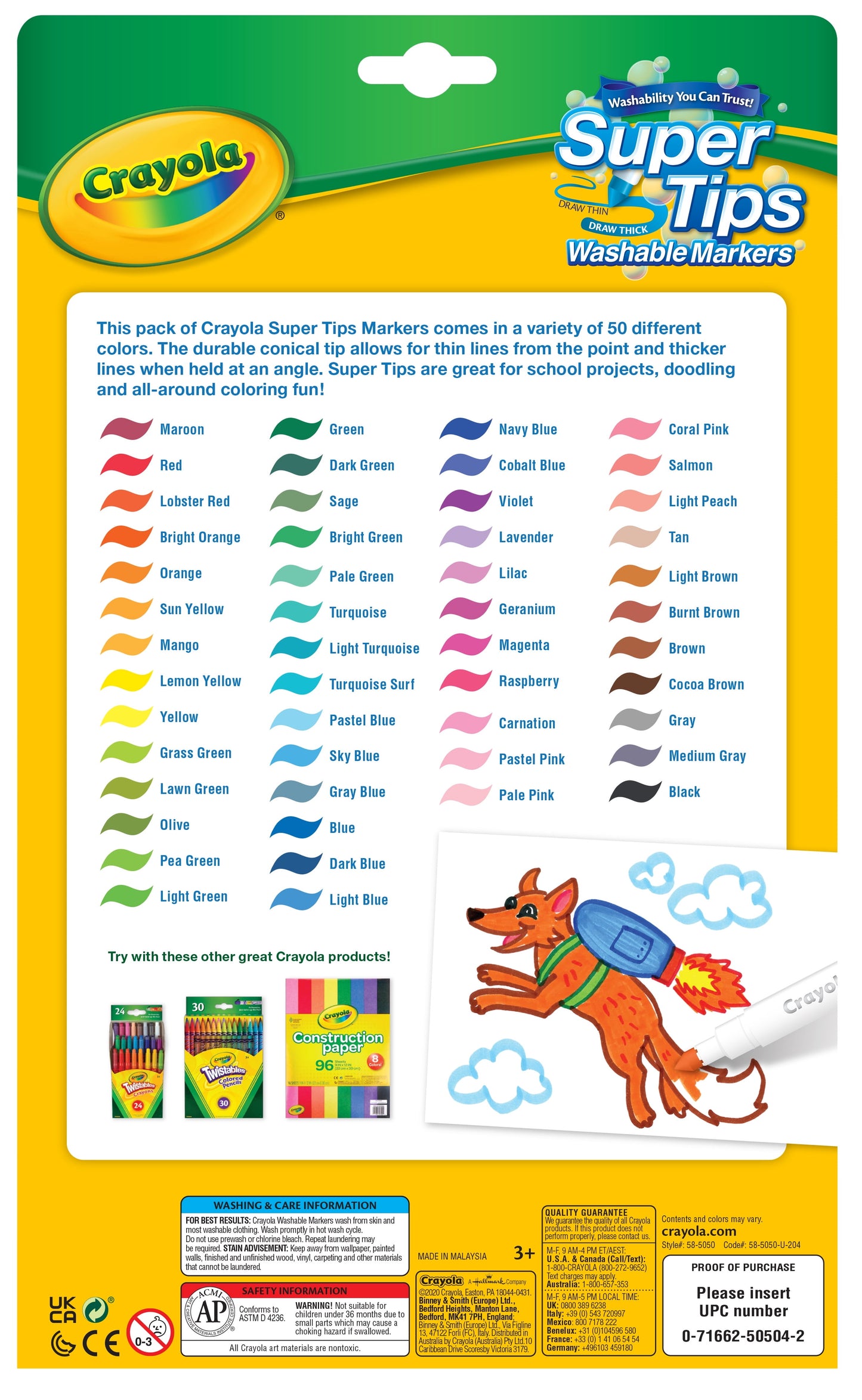 Crayola Super Tips Washable Markers for Kids, Ages 3+, 50 Ct