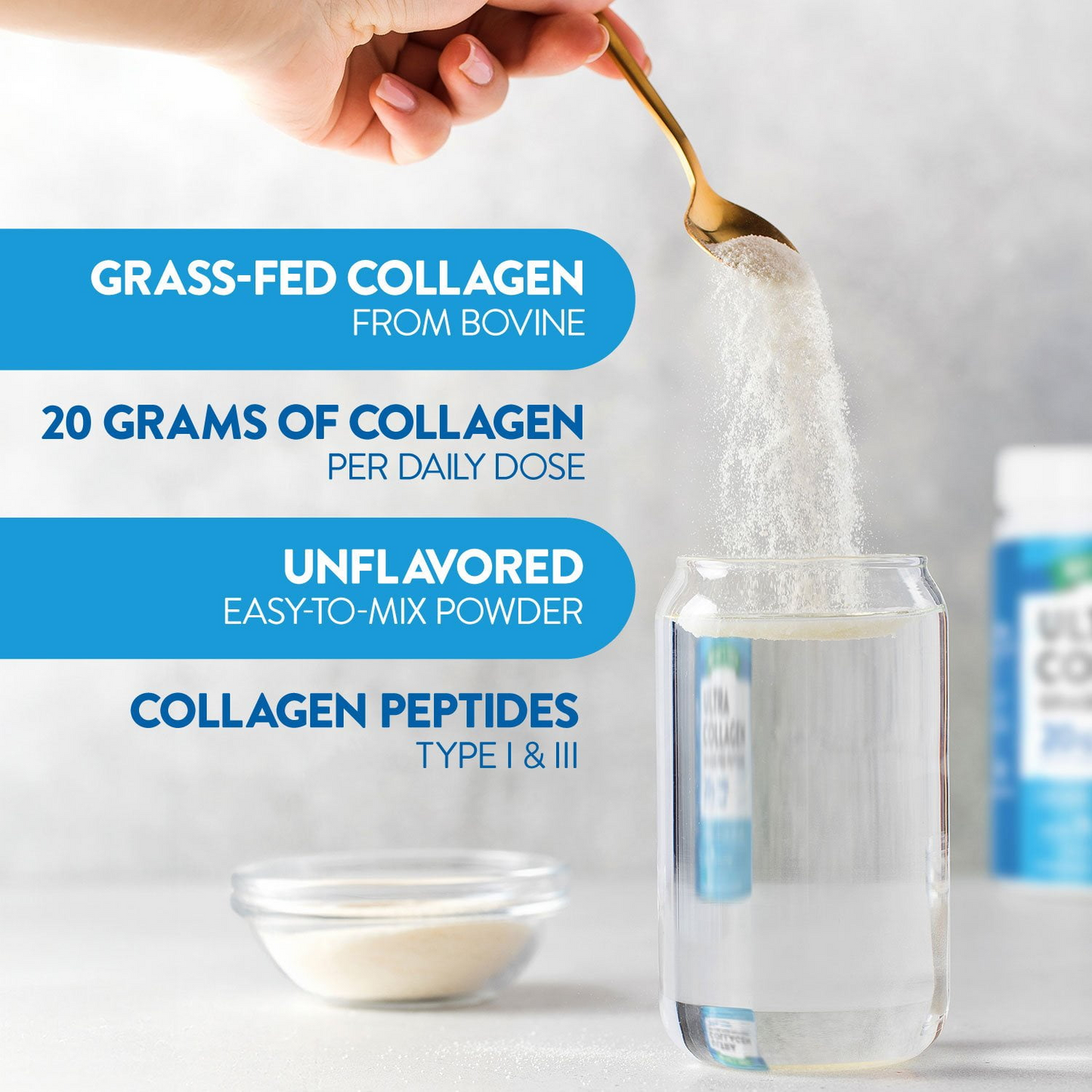 Nature's Truth Ultra Collagen Powder, Unflavored, 20g of Collagen Type 1 & 3, 11oz
