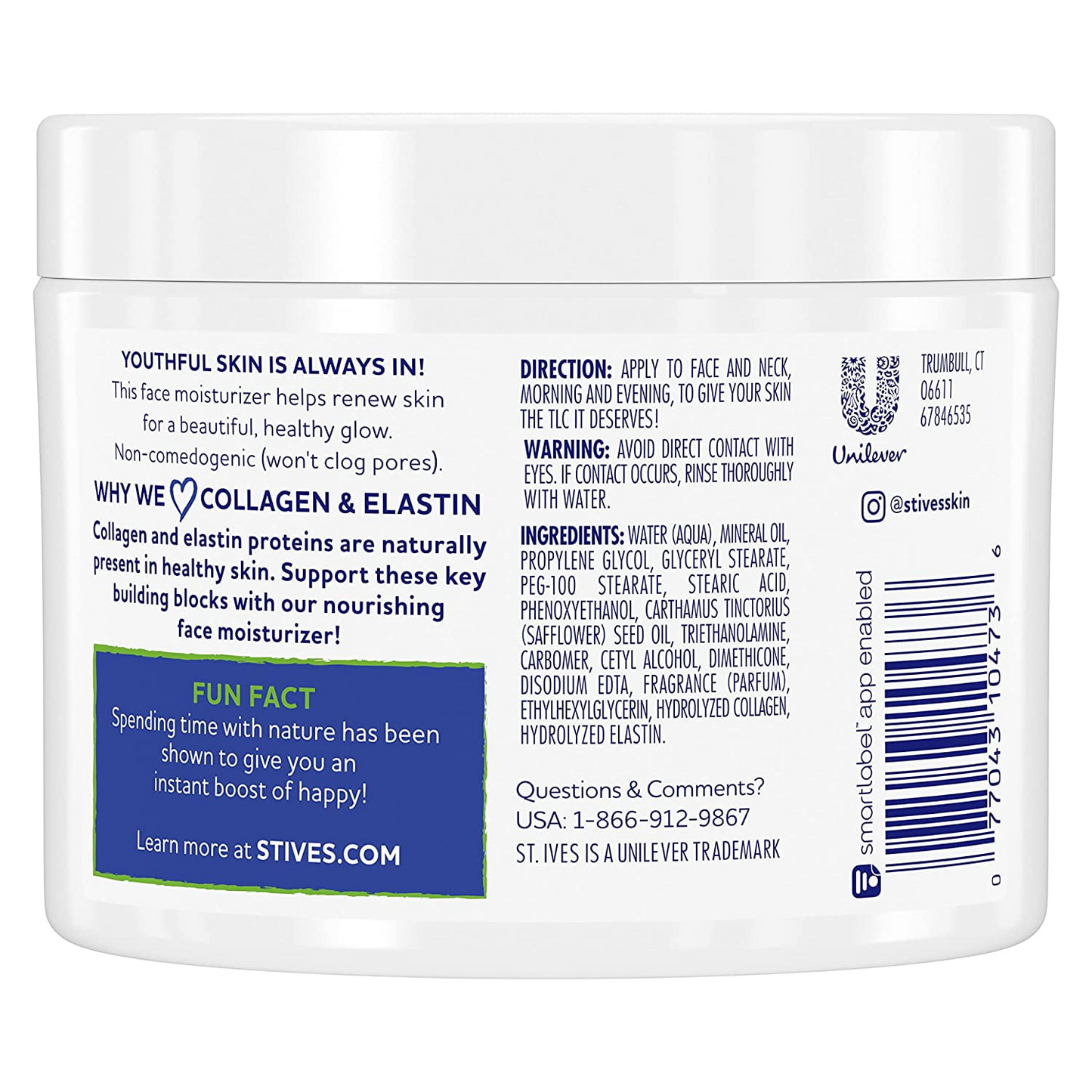 St. Ives Collagen Elastin Facial Moisturizer Cream 10 Ounces