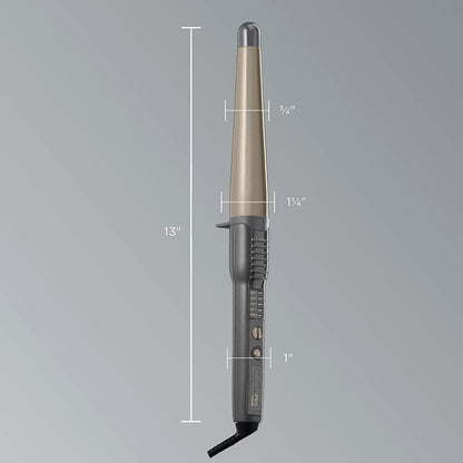 INFINITIPRO BY CONAIR Tourmaline Ceramic 1 1/4-Inch to 3/4-Inch Curling Wand, Tapered wand produces beachy waves CS1002