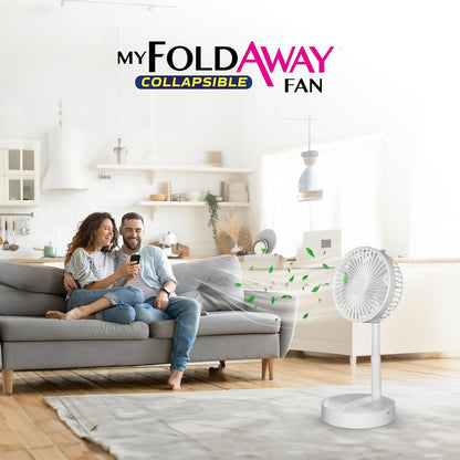 Bell + Howell My Foldaway Fan Rechargeable Fan Collapsible, Ultra Lightweight Portable Compact Extendable to 12" High with 2 Speed Modes As Seen On TV