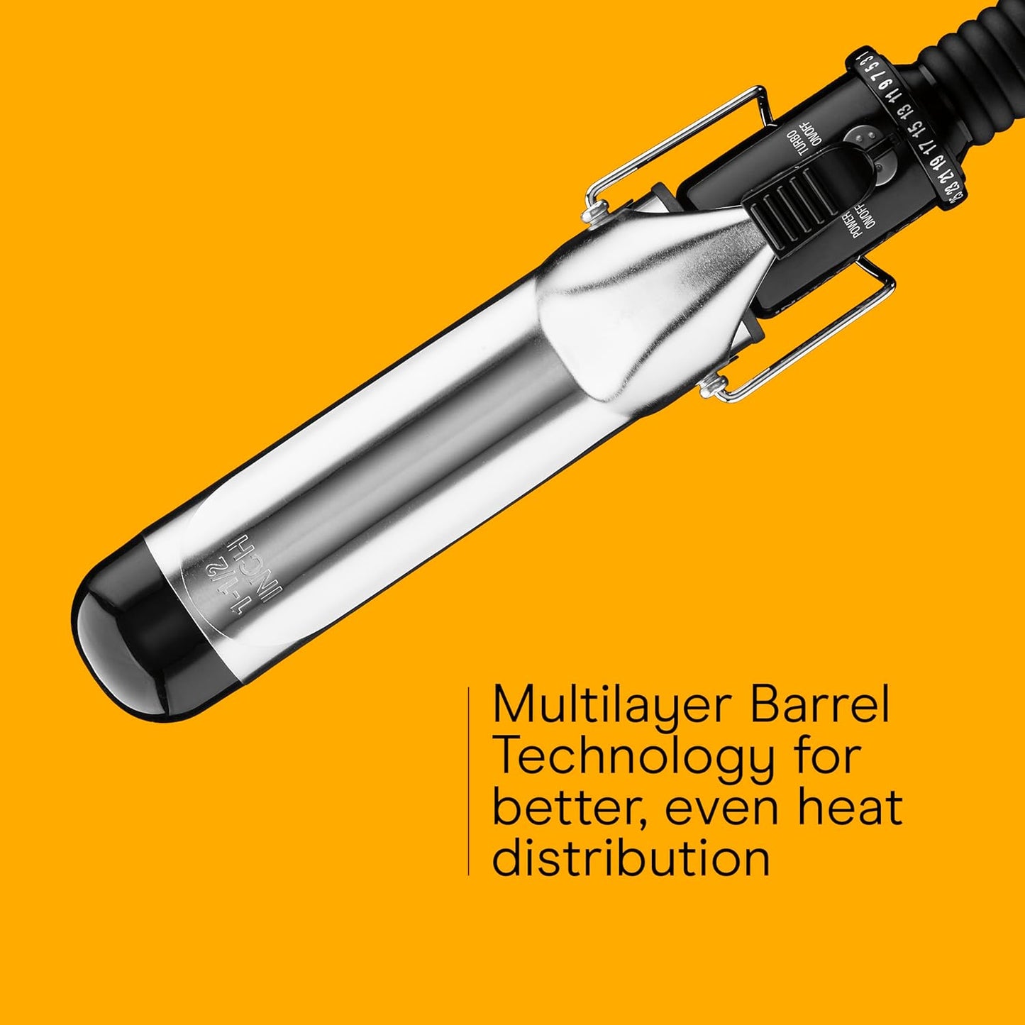 Conair Instant Heat 1½ Inch Curling Iron, 1½-Inch Barrel Hair Curler Produces Soft Waves and Loose Curls, 25 Heat Settings, Dual Voltage, For Use on Medium and Long Hair, Black