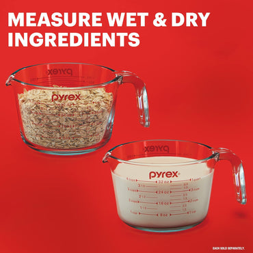 Pyrex 4-Cup Glass Measuring Cup For Baking and Cooking, 32 oz