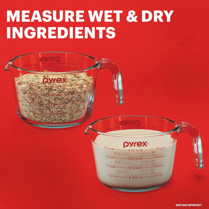 Pyrex 4-Cup Glass Measuring Cup For Baking and Cooking, 32 oz
