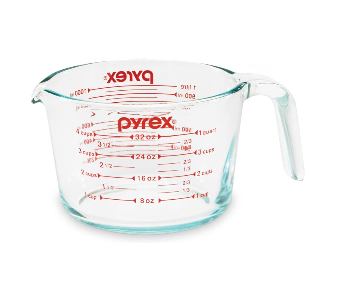 Pyrex 4-Cup Glass Measuring Cup For Baking and Cooking, 32 oz