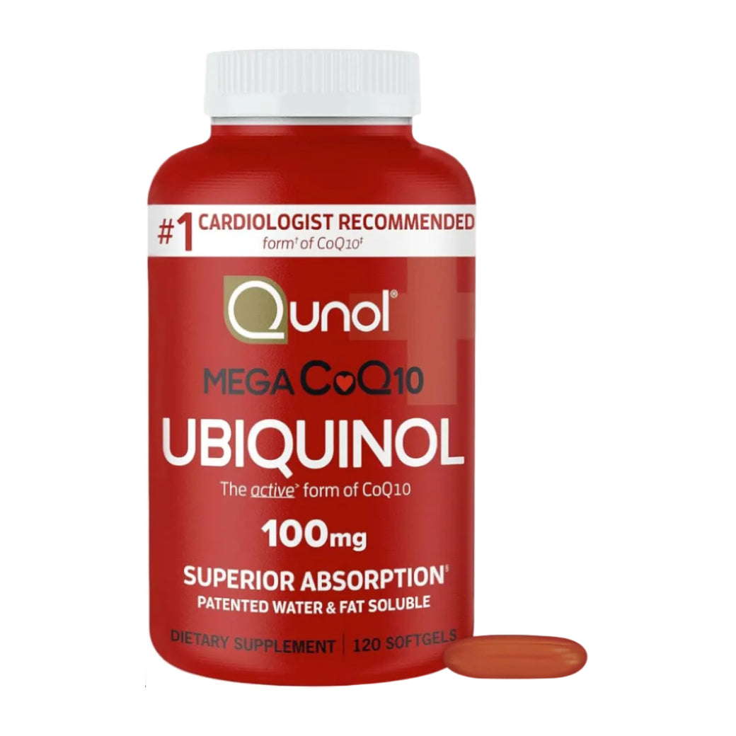 Qunol Mega Ubiquinol CoQ10 100mg, Superior Absorption, Patented Water and Fat Soluble Natural Supplement Form of Coenzyme Q10, Antioxidant for Heart Health, 120 Softgels
