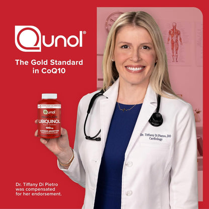 Qunol Mega Ubiquinol CoQ10 100mg, Superior Absorption, Patented Water and Fat Soluble Natural Supplement Form of Coenzyme Q10, Antioxidant for Heart Health, 120 Softgels