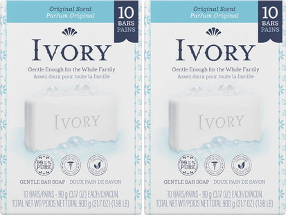 Ivory Gentle Bath Bar Soap, Designed for Whole Family, 99.44% Pure Formula with Plant-Based Cleansers, Made Without Heavy Perfumes, Parabens or Phthalates, Original Scent, 4.0 oz (4 Count)