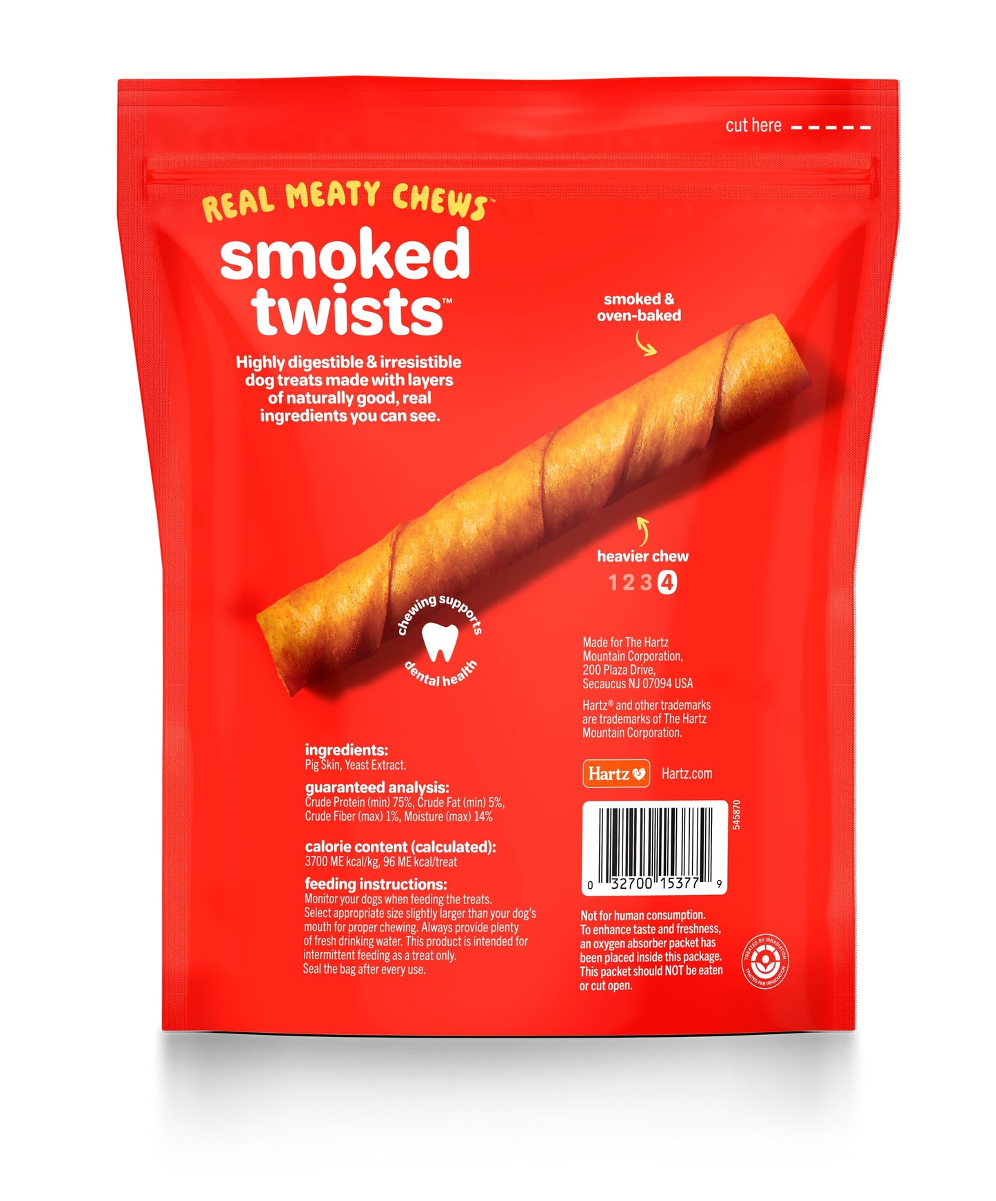 Hartz Oinkies Smoked Pig Skin Twists, Pack of 20 Twists