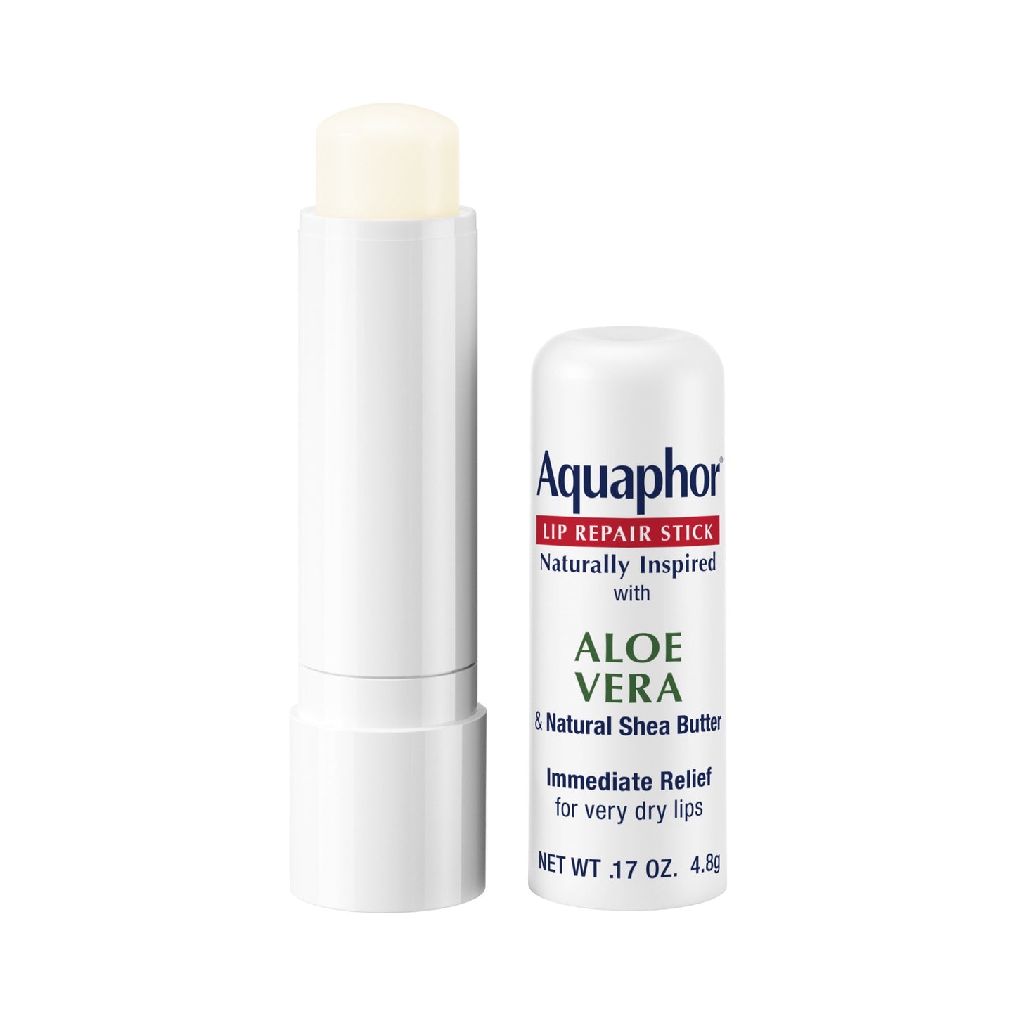 Aquaphor Naturally Inspired Lip Repair Balm Stick for Very Dry Lips with Aloe Vera, 0.17 oz