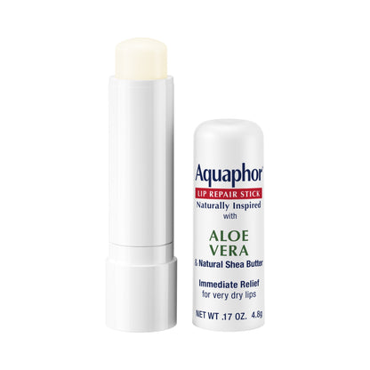 Aquaphor Naturally Inspired Lip Repair Balm Stick for Very Dry Lips with Aloe Vera, 0.17 oz