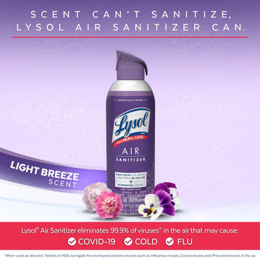 Lysol Air Sanitizer Spray, For Air Sanitization and Odor Elimination, Light Breeze, 10 Fl. Oz
