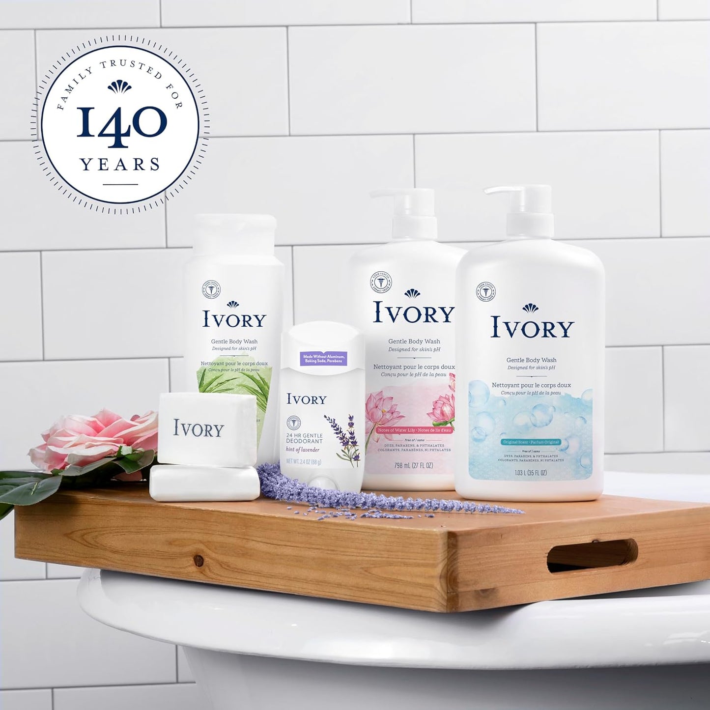 Ivory Gentle Bath Bar Soap, Designed for Whole Family, 99.44% Pure Formula with Plant-Based Cleansers, Made Without Heavy Perfumes, Parabens or Phthalates, Original Scent, 4.0 oz (4 Count)