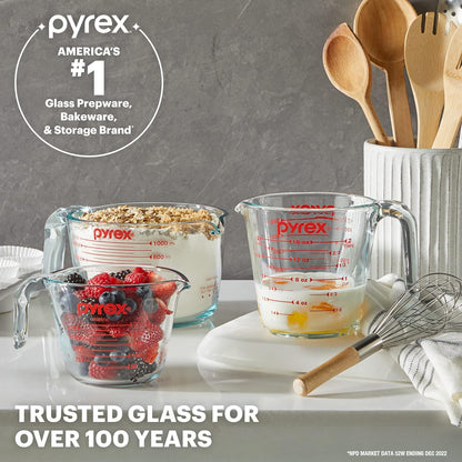 Pyrex 4-Cup Glass Measuring Cup For Baking and Cooking, 32 oz
