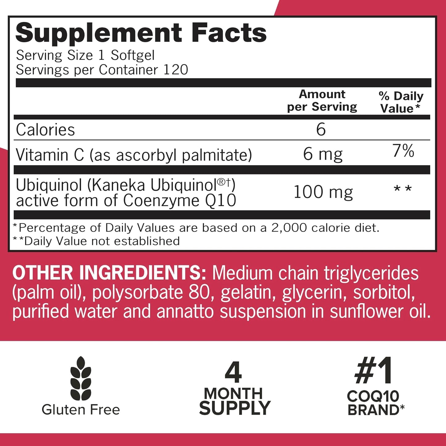 Qunol Mega Ubiquinol CoQ10 100mg, Superior Absorption, Patented Water and Fat Soluble Natural Supplement Form of Coenzyme Q10, Antioxidant for Heart Health, 120 Softgels