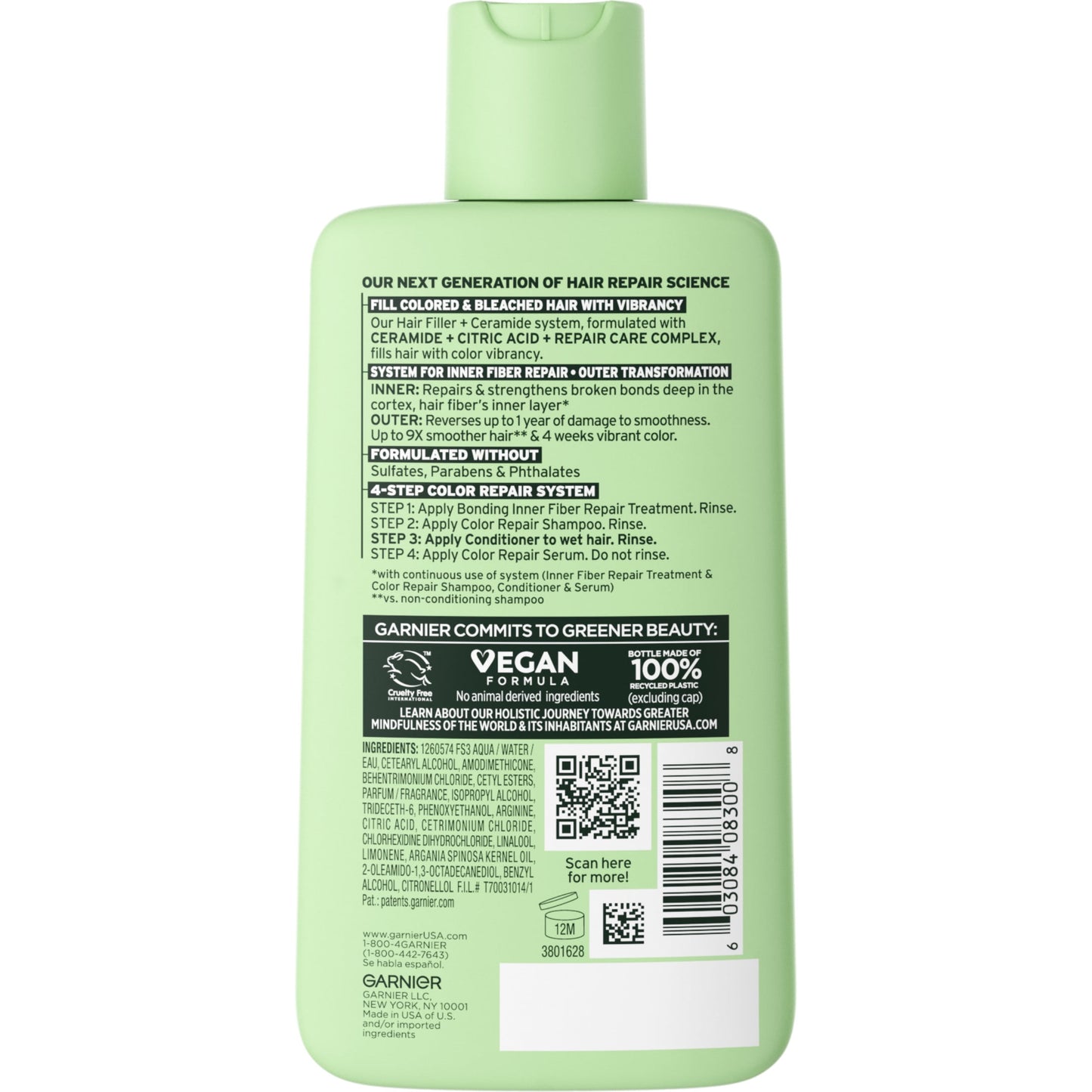 Garnier Fructis Hair Filler Color Repair Squeeze Conditioner with Ceramide, 10.1 fl oz