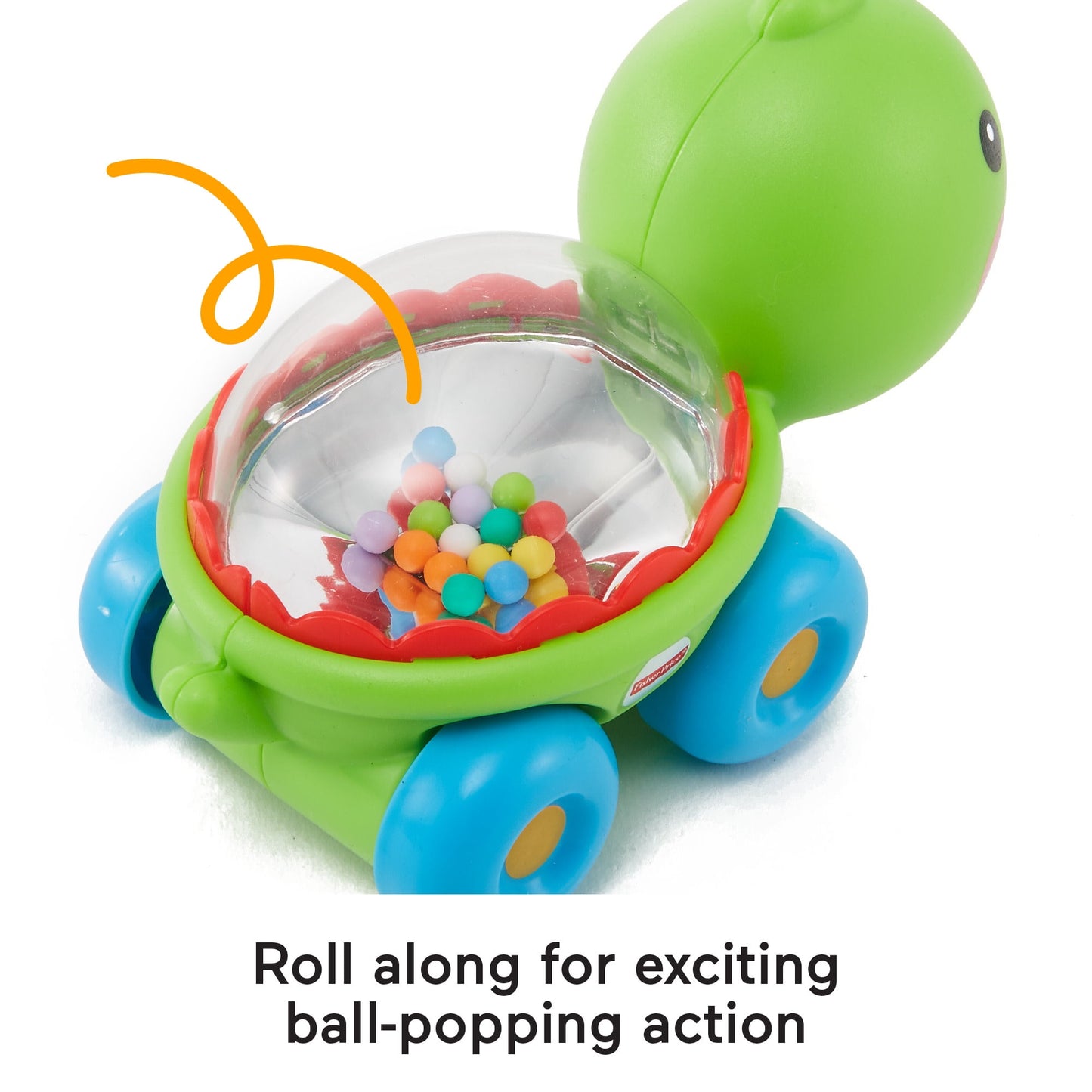 Fisher-Price Poppity Pop Turtle Push-Along Vehicle with Sounds for Infant Crawling Play