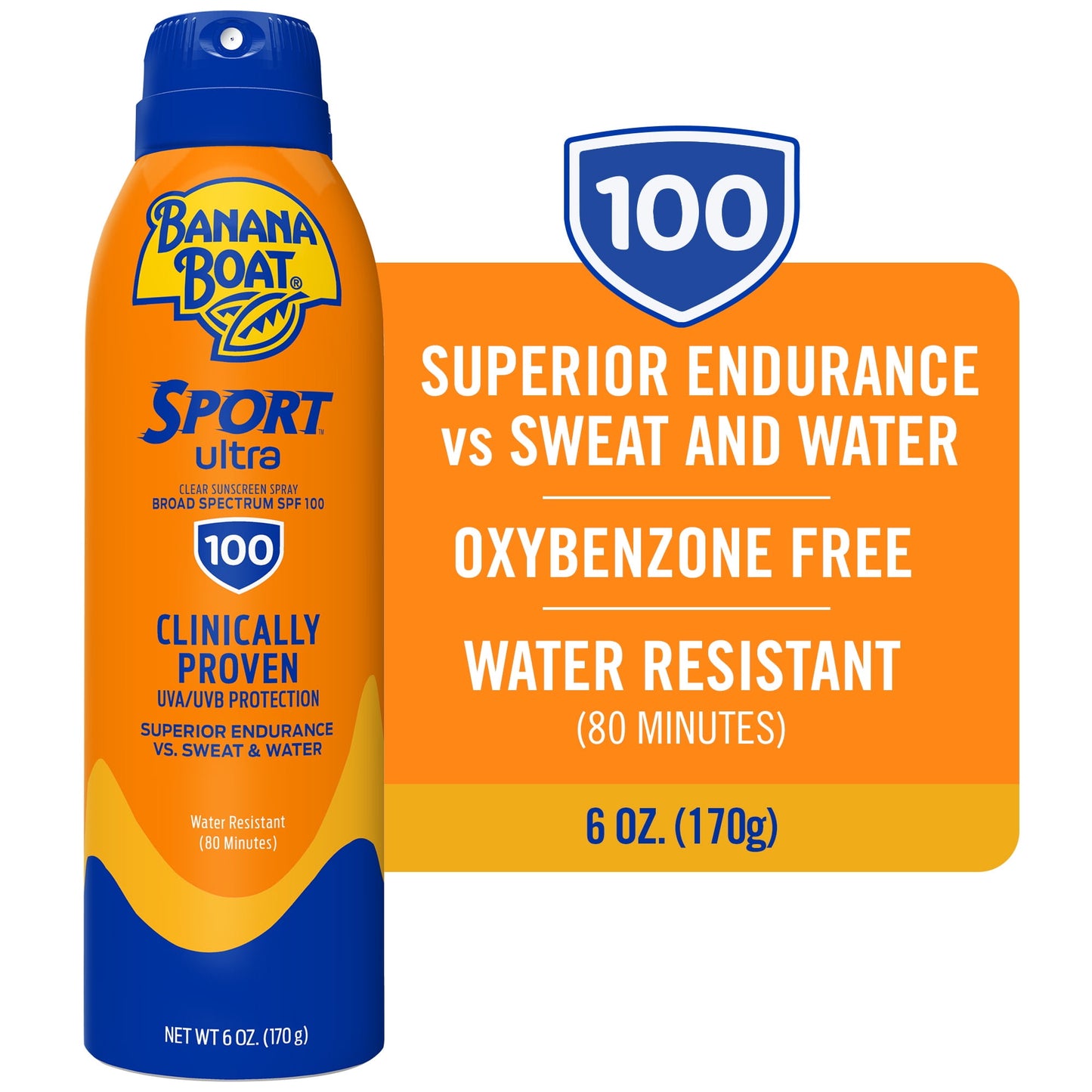 Banana Boat Sport Ultra SPF 100 Sunscreen Spray, Clear Spray Sunscreen, Adult Sunblock, 6 oz