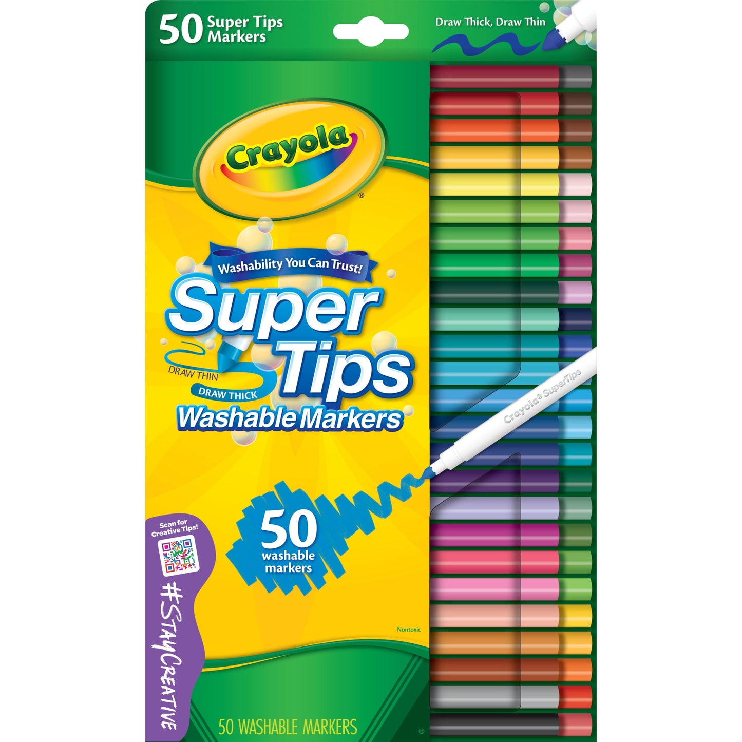 Crayola Super Tips Washable Markers for Kids, Ages 3+, 50 Ct