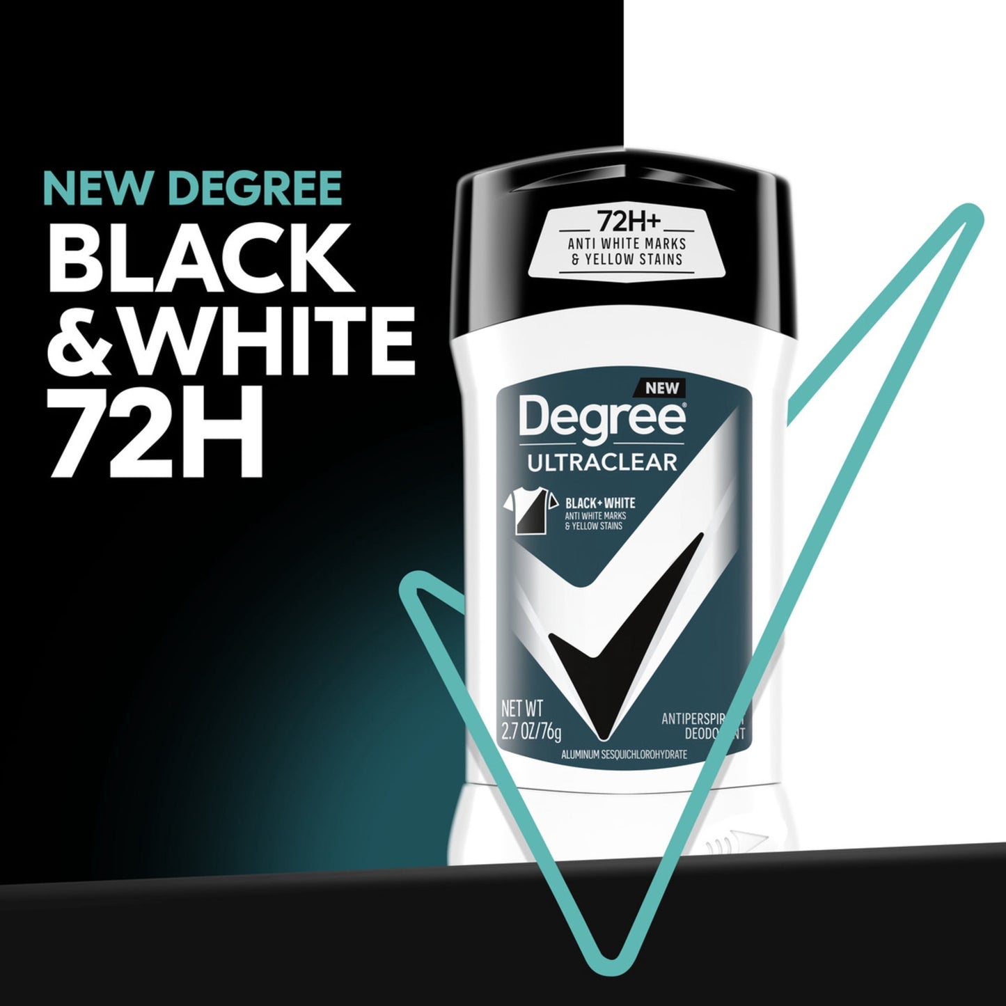 Degree Men UltraClear Antiperspirant Deodorant 72-Hour Sweat and Odor Protection Black+White With MotionSense Technology, 2.6oz
