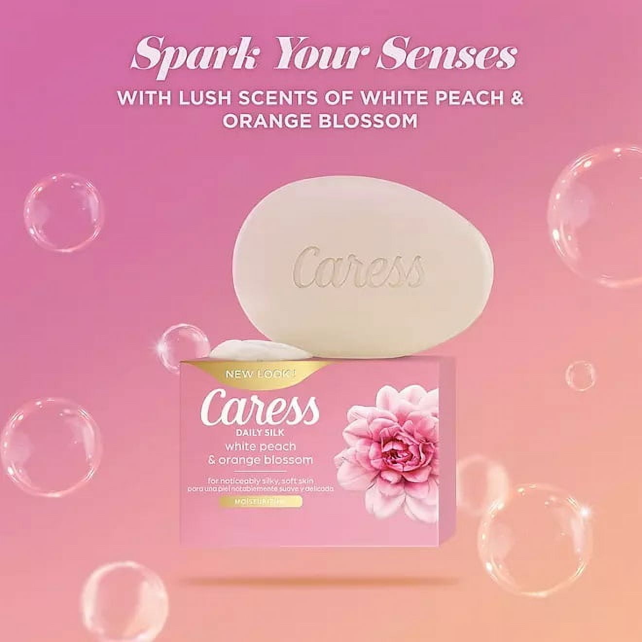 Caress Daily Silk Bar Soap White Peach and Orange Blossom 3.75 Ounce, Pack of 16 Bars
