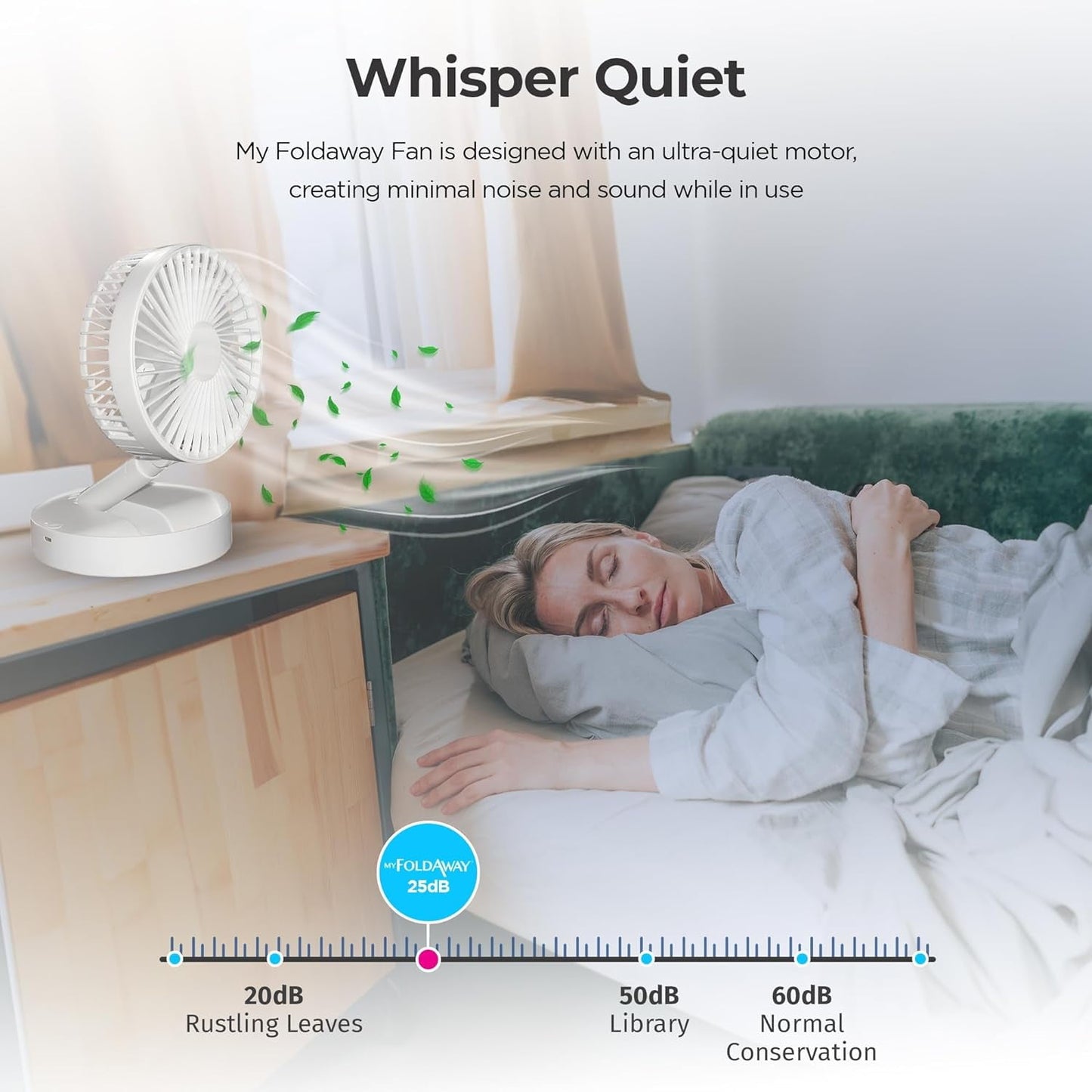 Bell + Howell My Foldaway Fan Rechargeable Fan Collapsible, Ultra Lightweight Portable Compact Extendable to 12" High with 2 Speed Modes As Seen On TV