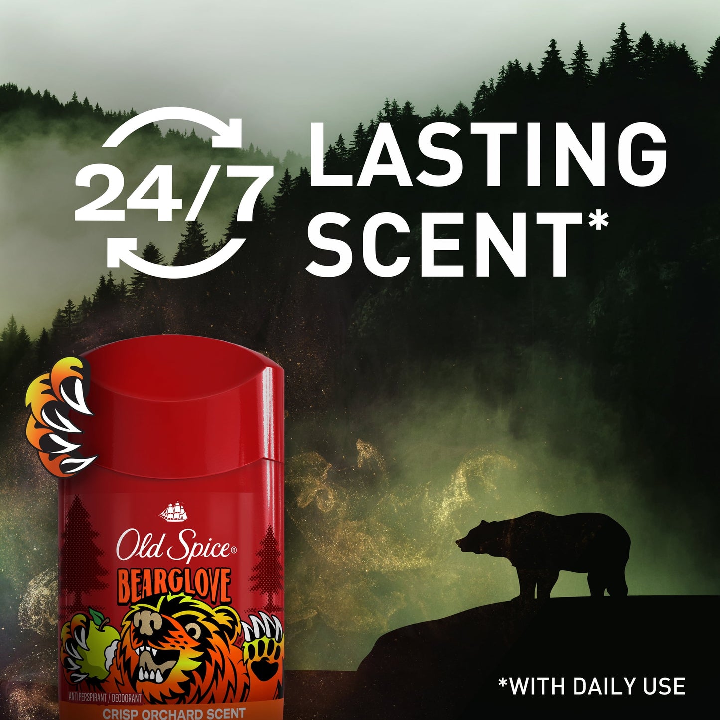 Old Spice Deodorant for Men, Invisible Solid, Antiperspirant Deodorant Stick for Men, Bearglove, 2.6 oz