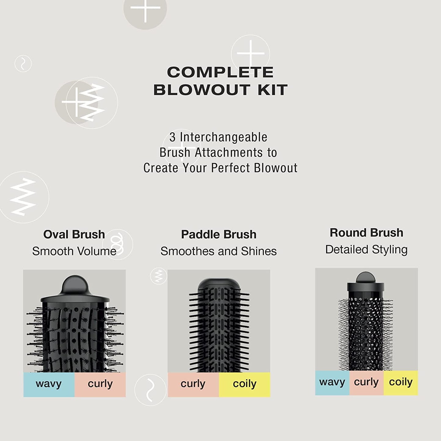Conair The Curl Collective 3-in-1 Blowout Kit, 3 Interchangeable Brush Attachments to Create Your Perfect Blowout NPTCCB01