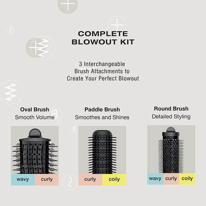 Conair The Curl Collective 3-in-1 Blowout Kit, 3 Interchangeable Brush Attachments to Create Your Perfect Blowout NPTCCB01