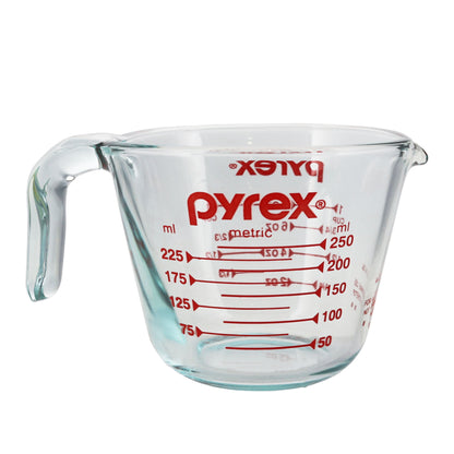 Pyrex 1-Cup Measuring Cup with Easy-Read Marks, Durable Glass, 8oz