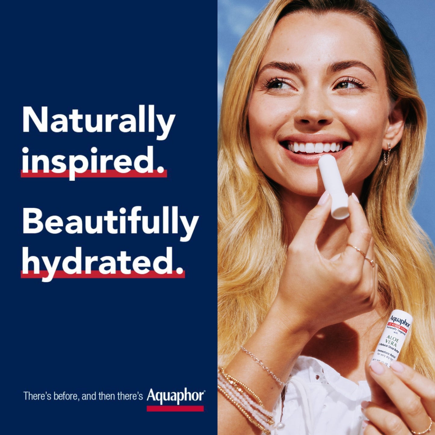 Aquaphor Naturally Inspired Lip Repair Balm Stick for Very Dry Lips with Aloe Vera, 0.17 oz
