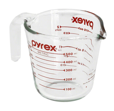 Pyrex Measuring Cup, Glass, 2-Cup Measuring Cup with Red Graphics, 16oz