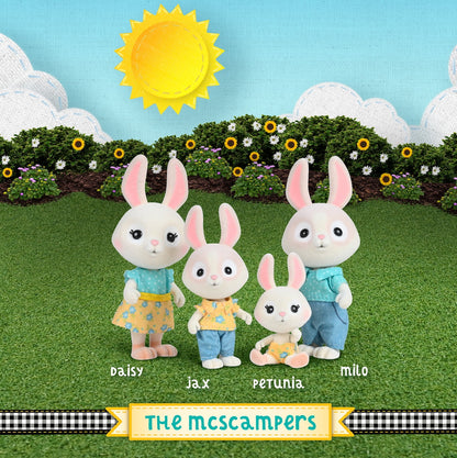 Honey Bee Acres McScampers Rabbit Family – Includes 4 Miniature Figures – Dolls for Kids Ages 3+
