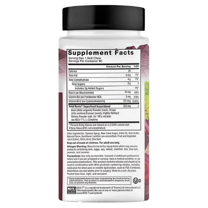 Force Factor Total Beets, Beet Root Superfood Soft Chews, Acai Berry 90 ct